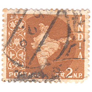 India 1957 Map of India Definitives 2NP Brown Used SG 376 stamps on sale