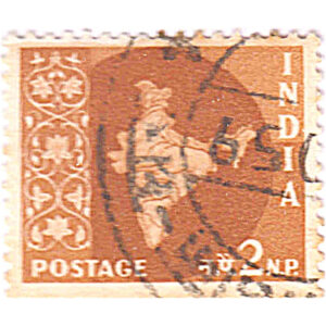 India 1957 Map of India Definitives 2NP Brown Used SG 376 stamps on sale