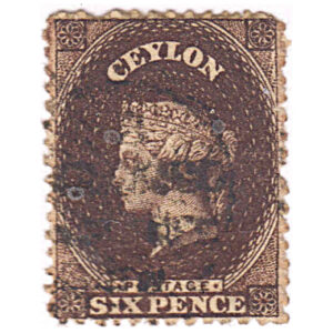Ceylon 1861 Queen Victoria 6d Brown SG 67b stamps on sale