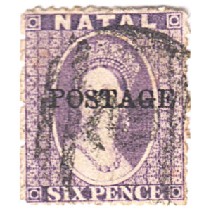 Natal 1875 6d Lilac Queen Victoria Used "POSTAGE" Overprint SG 83 stamps on sale