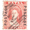 Natal 1870-1873 1d Bright Red Queen Victoria Used Vertical "POSTAGE" Overprint SG 60 stamps on sale