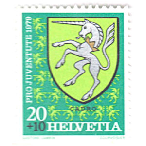 Switzerland 1979 Children's Fund Arms of Communes 20c + 10c Cadro Mint SG J266 stamps on sale