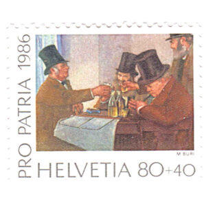 Switzerland 1986 Pro Patria Paintiings 80c + 40c Buri "After the Funeral" Mint SG 1100 stamps on sale