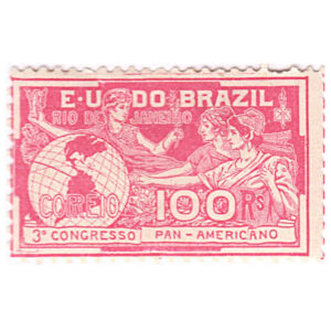 Brazil 1906 3rd Pan American Congress Rio de Janiero 100r Red Mint stamps on sale