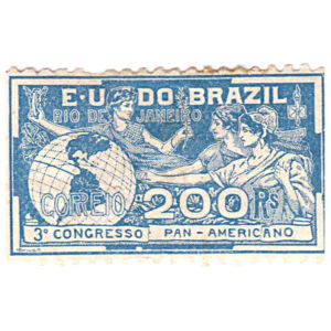 Brazil 1906 3rd Pan American Congress Rio de Janiero 200r Blue Mint stamps on sale